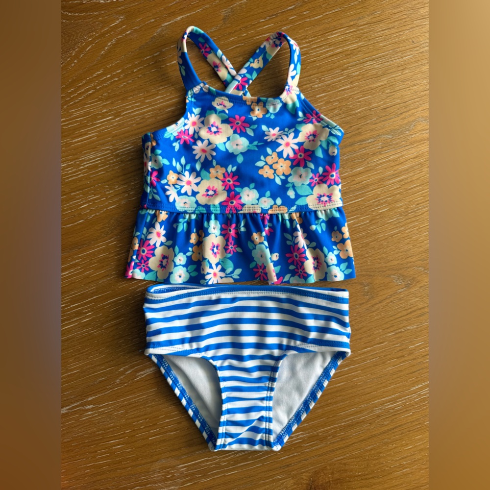 Cat & Jack Blue Striped Swimsuit